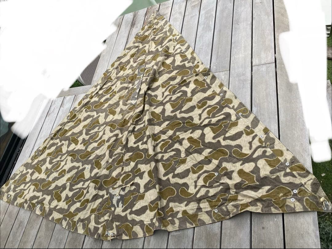 60sビンテージ　オーストリア軍　スワンプカモ　ツェルトバーン　軍幕　ポンチョ④