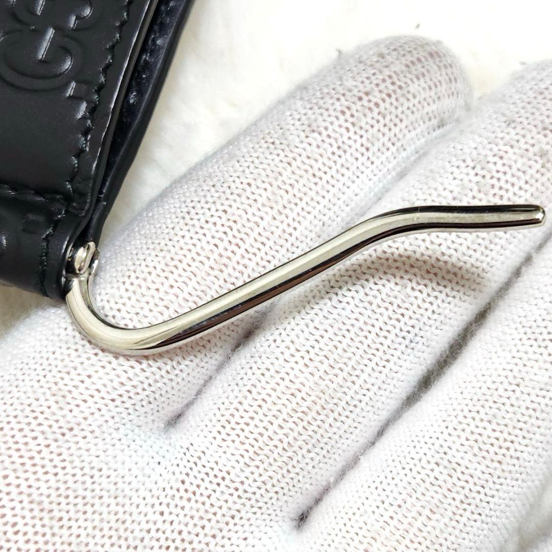 ✨新品未使用　付属品あり✨グッチ　マネークリップ　シマレザー　ブラック　GG
