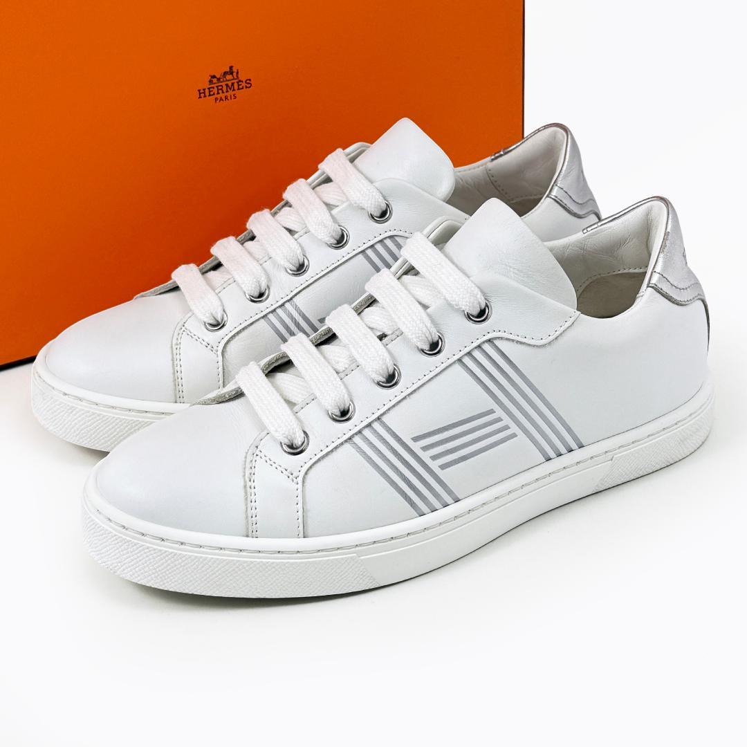 【極美品】エルメス スニーカー アヴァンタージュ 白 シルバー 23㎝ 35.5