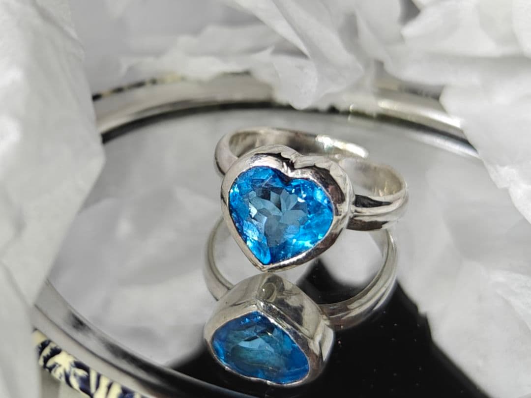 スイスブルートパーズ天然石指輪 リング silver ハンドメイド ネパール制