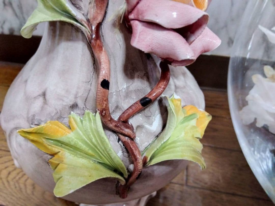 ☆マリア・エンゼル像・クリスチャン・キリスト・天使・花オブジェ☆カポディモンテ