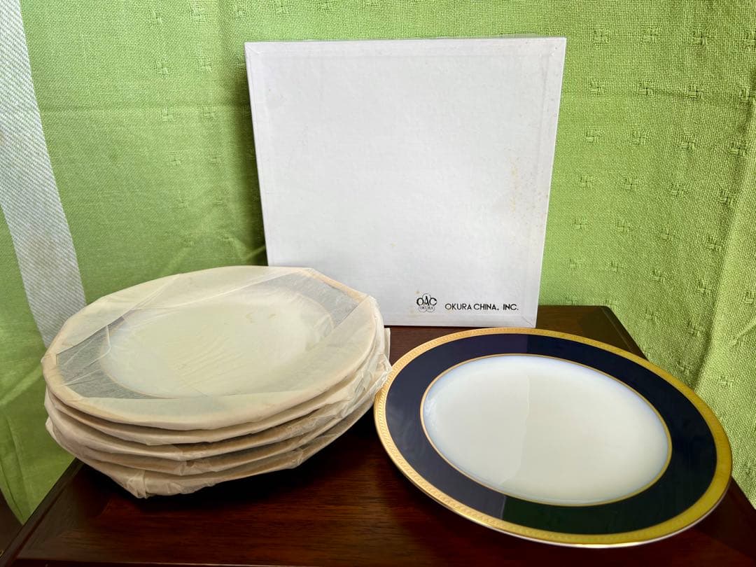 【新品】大倉陶園　瑠璃片葉金蝕　20cmデザート皿　6枚