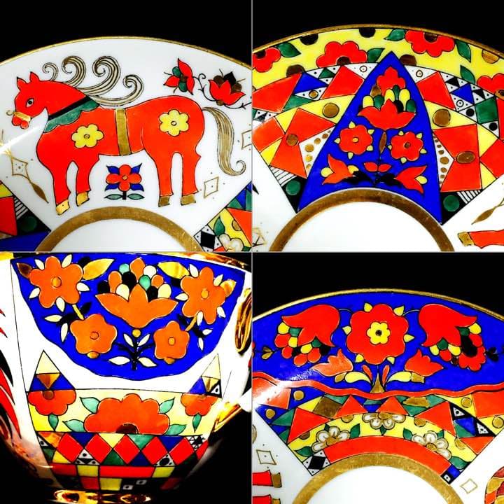 ロシア皇室御用達アンティークロモノーソフインペリアルポセレーン酉年縁起物