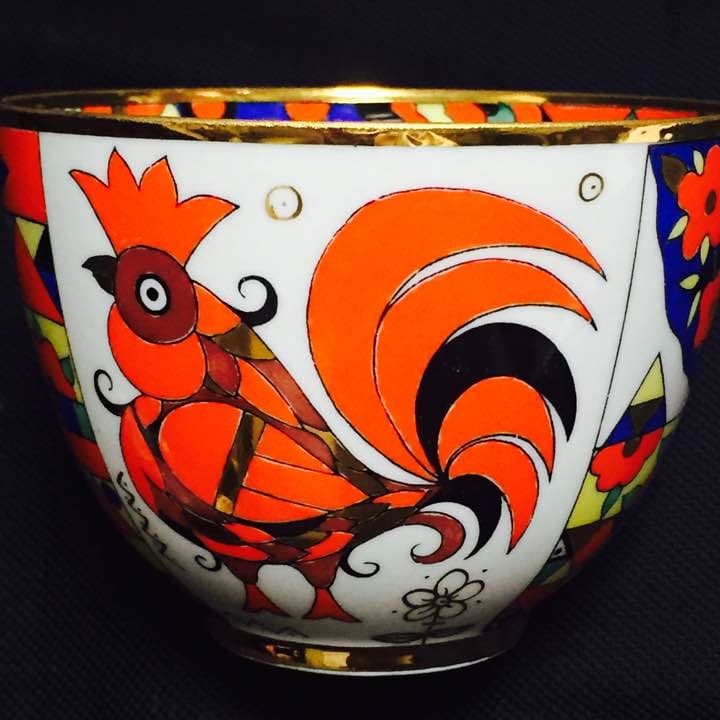 ロシア皇室御用達アンティークロモノーソフインペリアルポセレーン酉年縁起物