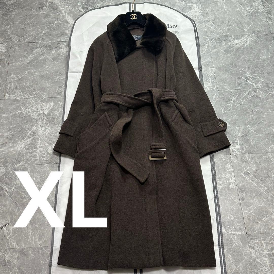 2L♡マックスマーラ　ベルテッドコート　ファー襟　ブラウン