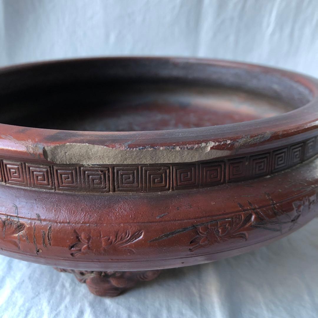 古備前　鬼面三つ足水盤