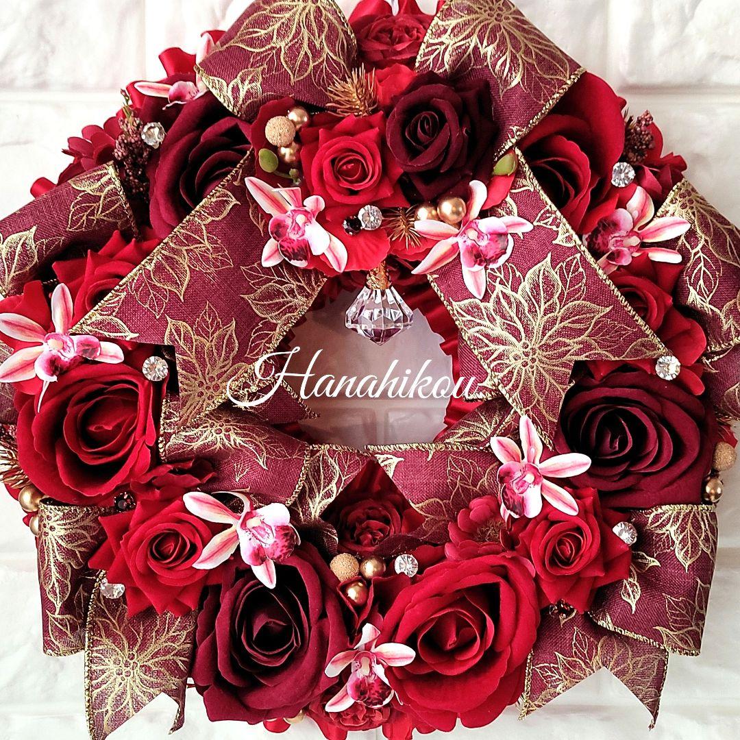 ベルベットレッドローズの華やか豪華特大リース♪♪☆