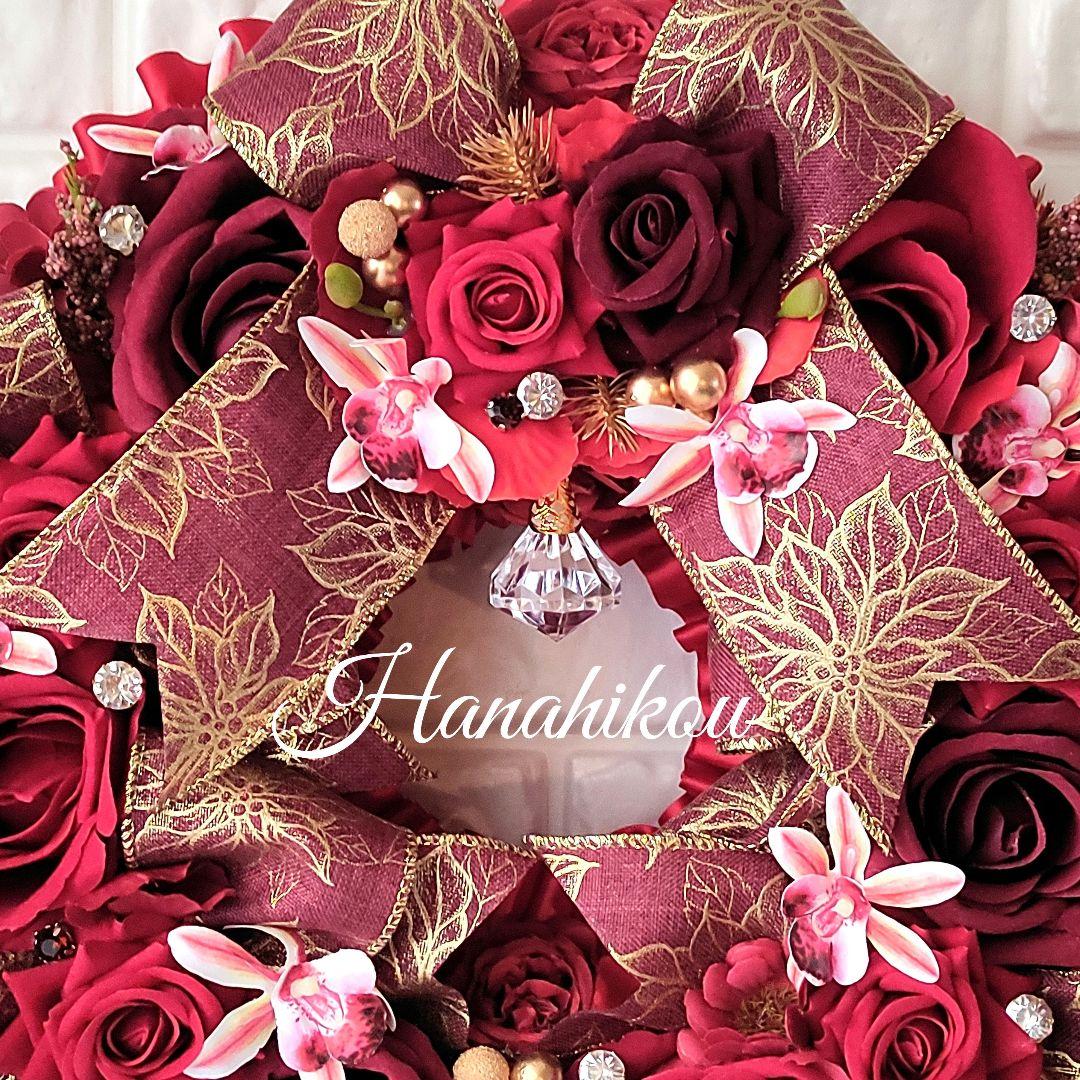 ベルベットレッドローズの華やか豪華特大リース♪♪☆