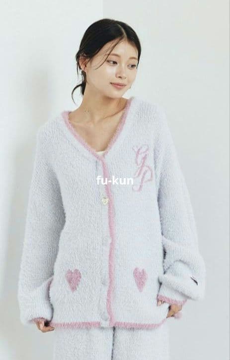 【新品・未開封】ラメフェザーカーディガン&ロングパンツセット ライトブルー