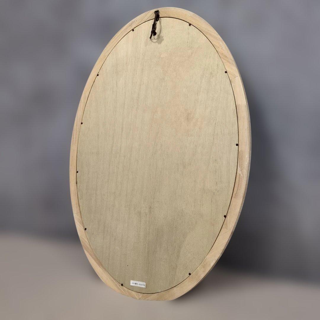 壁掛け鏡 　オーバル　ミラー　シャビー　楕円形　木製　フレーム　おしゃれ