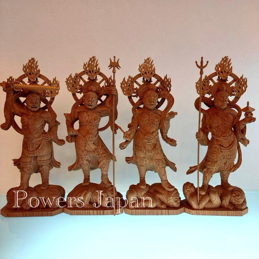 四天王　仏像　木彫　金剛　力士像　置物　4体合計横54cm×1体高さ34cm