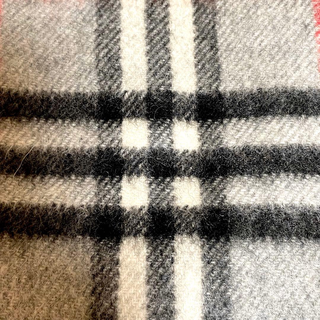 バーバリー　BURBERRY マフラー カシミヤ100% グレー　チェック柄