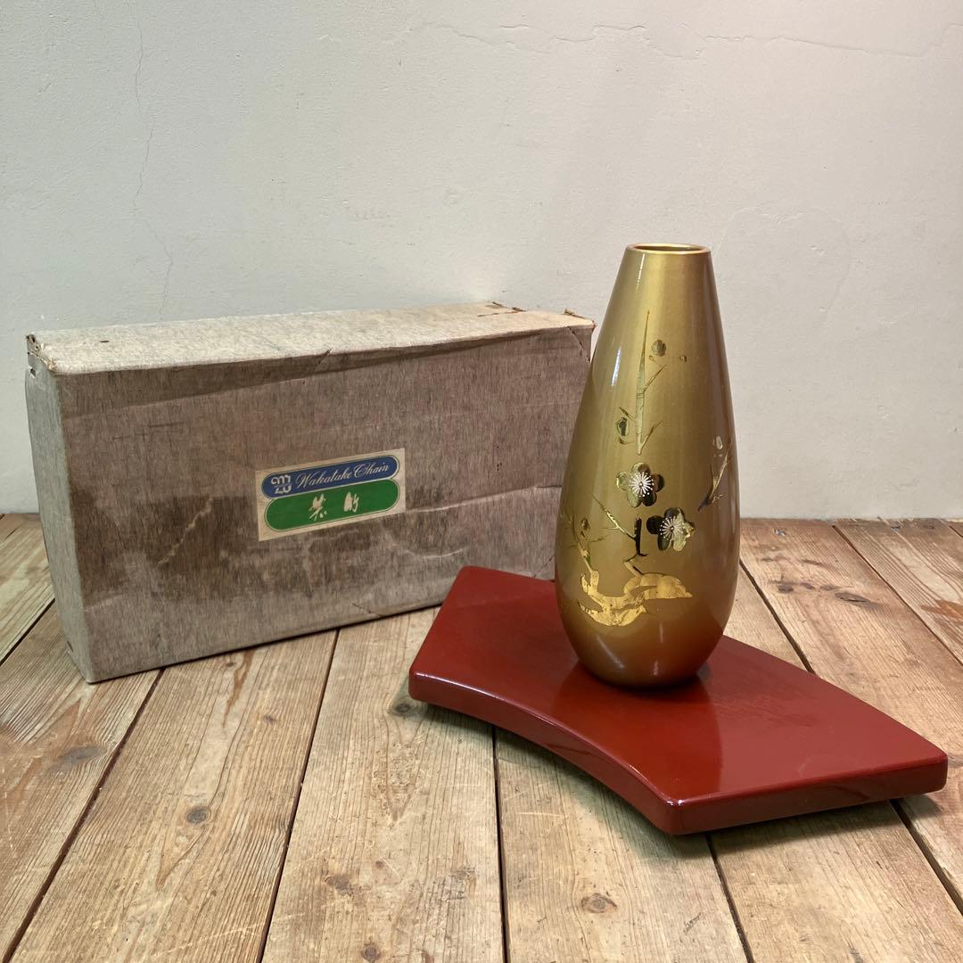 C-壁 花瓶 花台 山中塗 古家具 家具 インテリア 漆塗り 山中漆器 花柄