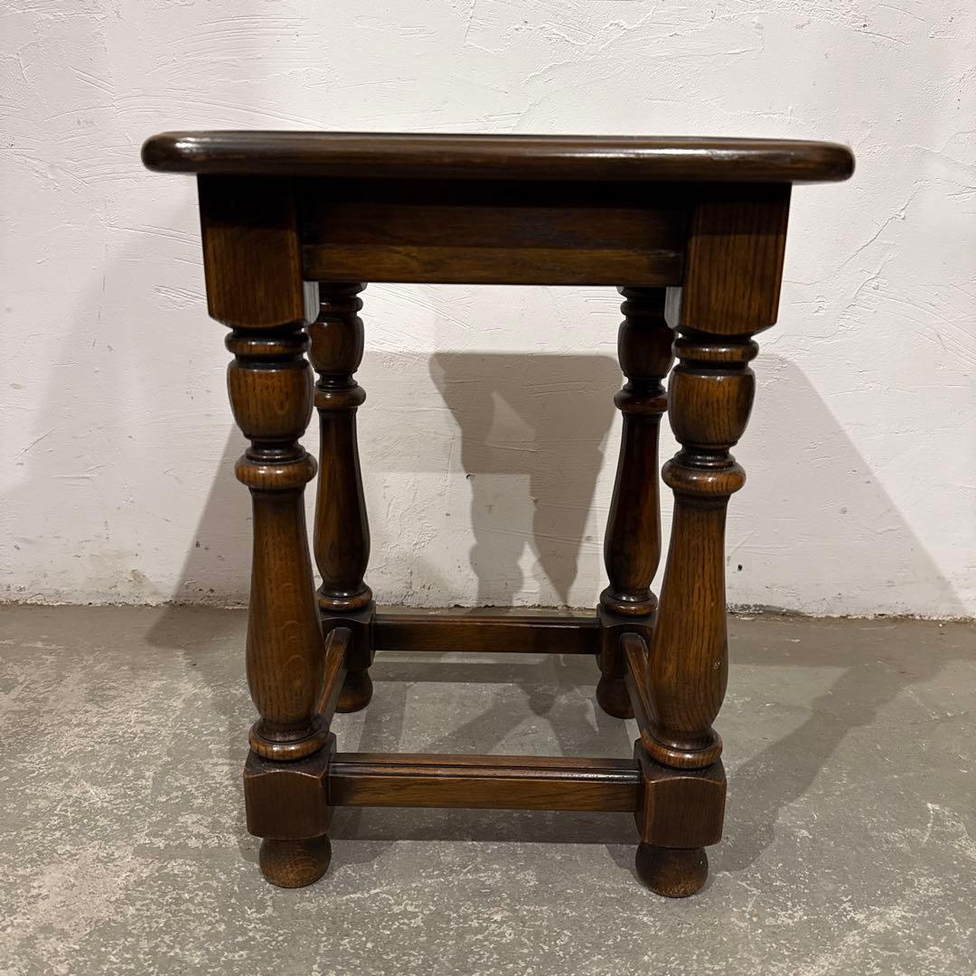 ヴィンテージ　木製サイドテーブル　花台　小