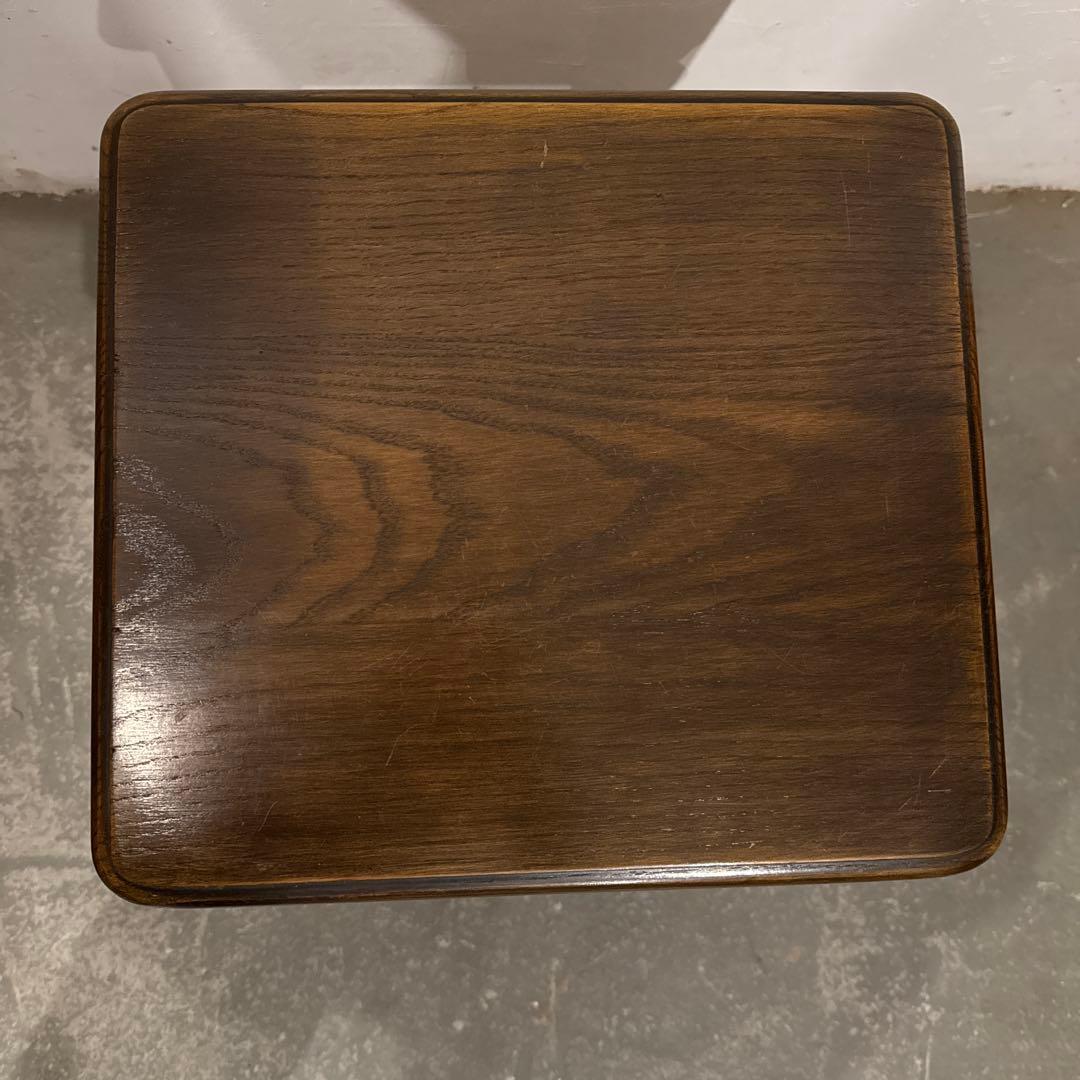 ヴィンテージ　木製サイドテーブル　花台　小