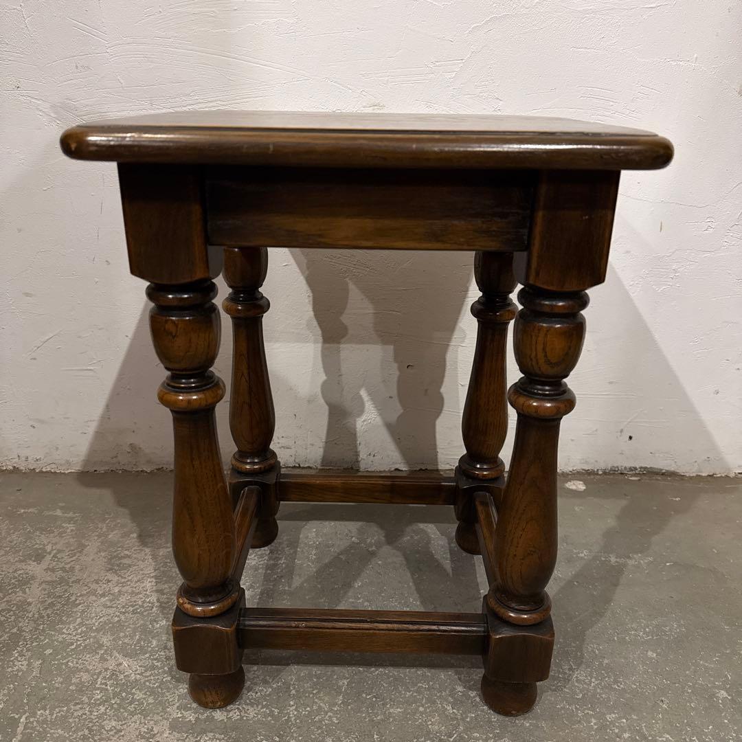 ヴィンテージ　木製サイドテーブル　花台　小