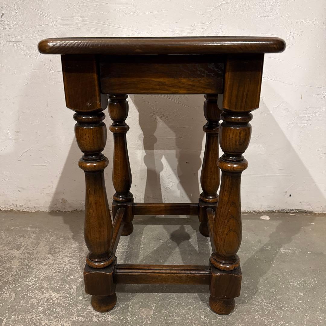 ヴィンテージ　木製サイドテーブル　花台　小