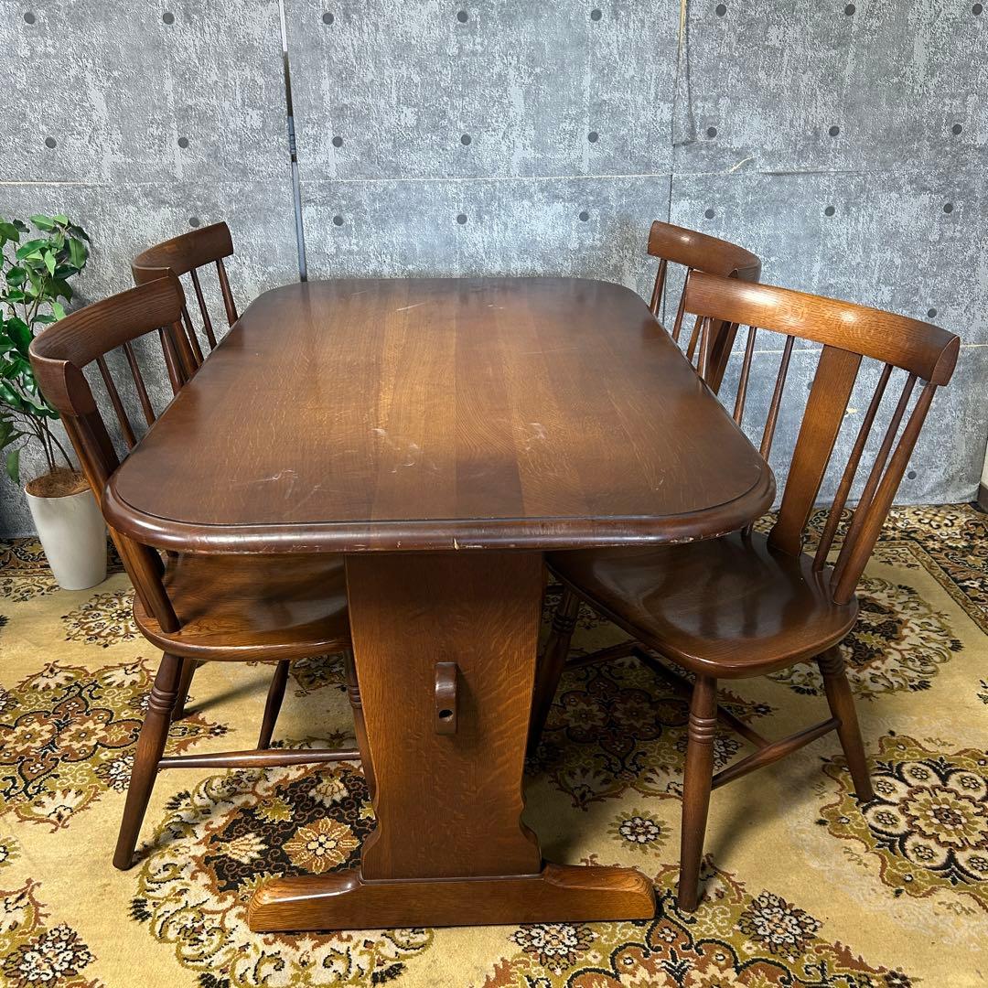 ꧁飛騨産業 HIDA꧂キツツキマーク ダイニングテーブル&チェア4脚セット