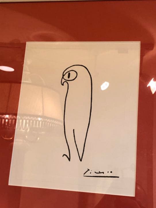 【1900年代初頭】パブロ・ピカソ額装アートワーク「フクロウ」