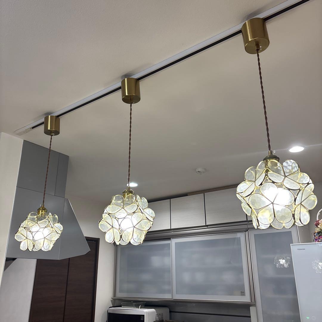 花 フラワー ペンダントライト 3個セット ダクトレール用照明 ガラス