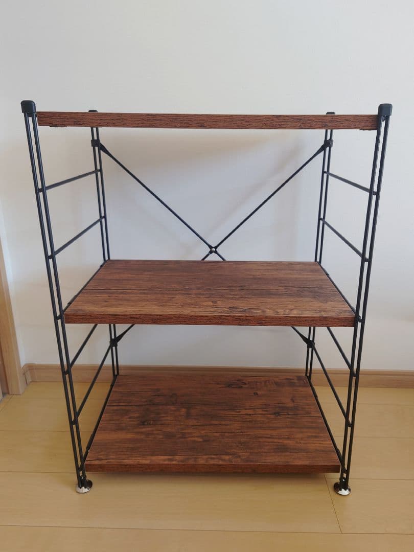 美品(組立のみ)◎山善 ウッドシェルフ 3段 アンティークブラウン