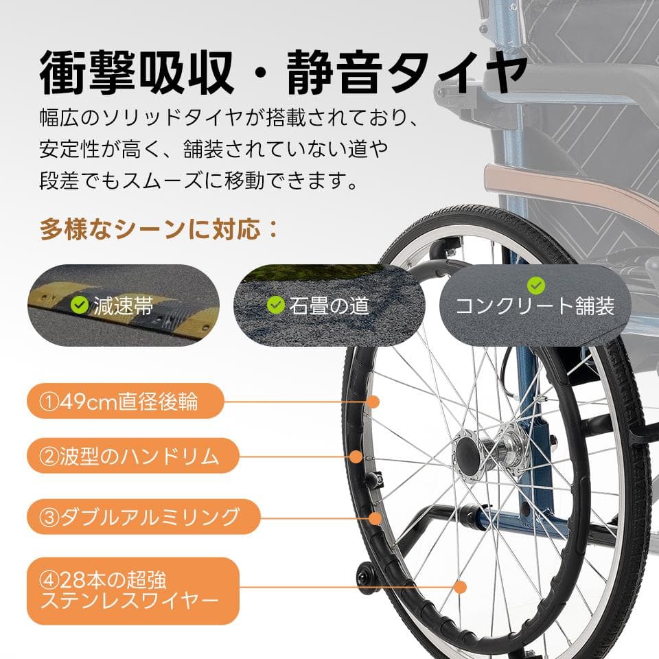 【自走・介助兩用】車椅子アルミ製　折りたたみ可能　耐荷重100kg