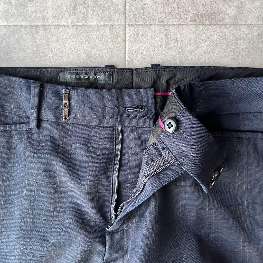 【大きいサイズ】HILTON パンツスーツ チェック ネイビー 13 REDA