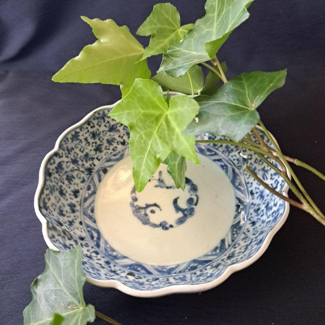 「大人気！花唐草の競演」古伊万里皿(直径14cm)2客セット [オマケ付き]骨