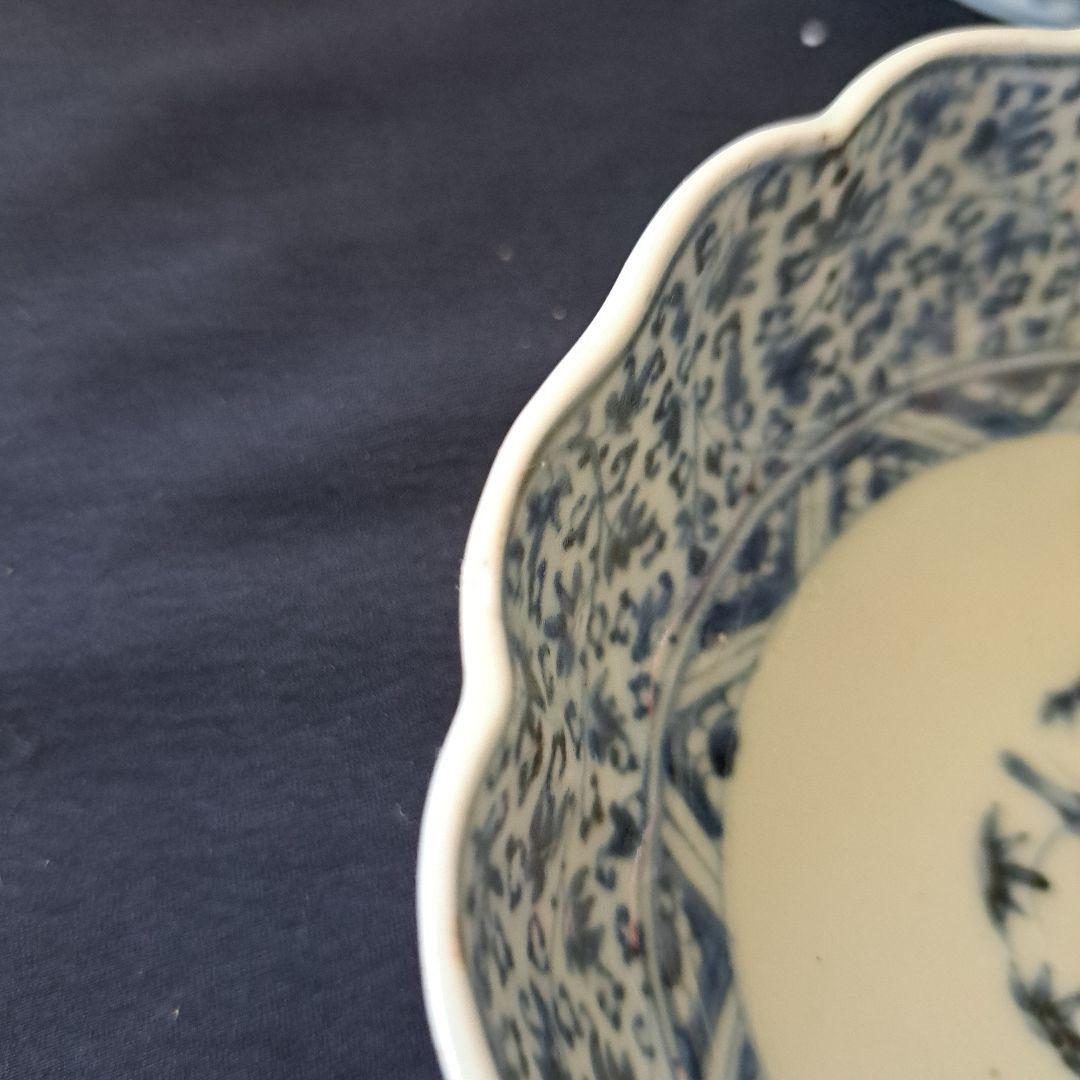 「大人気！花唐草の競演」古伊万里皿(直径14cm)2客セット [オマケ付き]骨