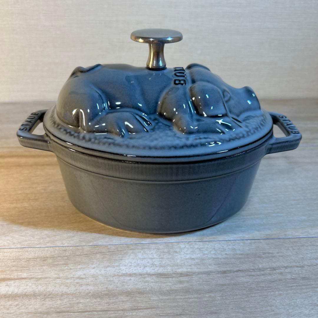 STAUB ストウブ　ピギーココット グレー　両手鍋　鍋　オーバル　17cm