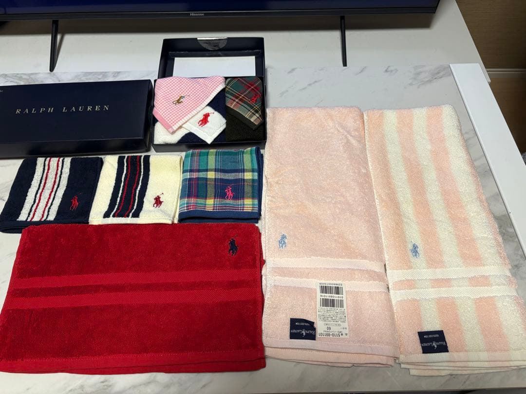 RALPH LAUREN タオルハンカチ 5枚 ハンドタオル2枚 4点