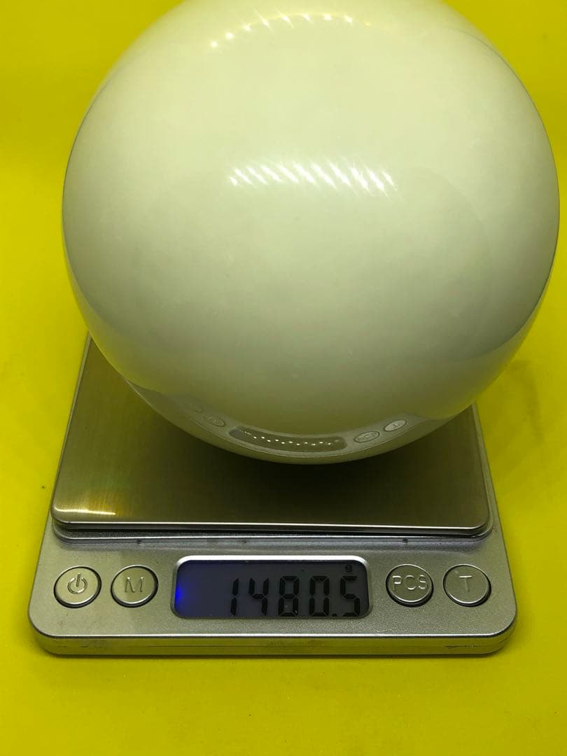 超綺麗不思議なブルー夜光丸玉 10cm回転可能な木製の台座付き2076-2/2