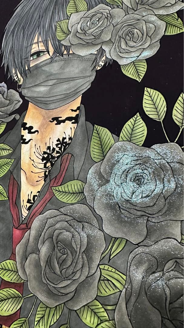 手描きイラスト オリジナルイラスト コピック コピックイラスト 花