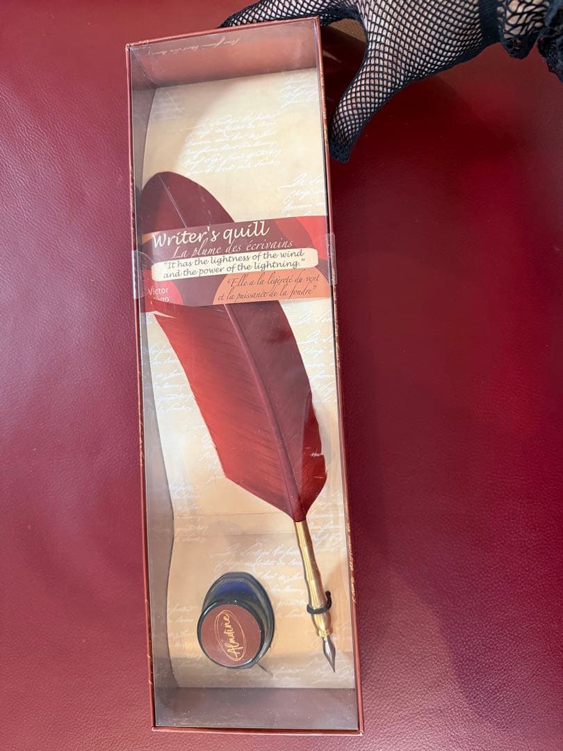 フランス製　羽ペン＆インクセット(赤)