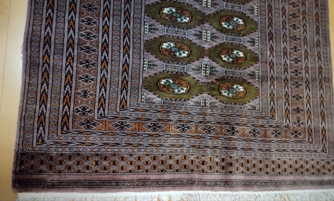 新品 未使用 パキスタン製？ 手織り ウール絨毯 大判 羊毛 カーペット ラグ