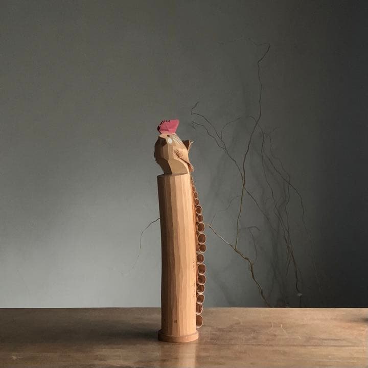 笹野一刀彫 ニワトリ 五代目康久作 民芸 古道具 アンティーク