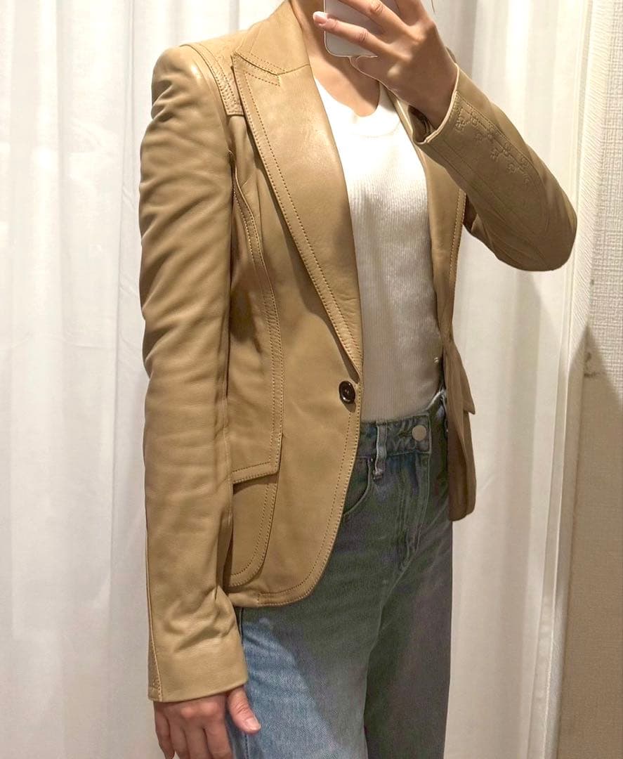 AAA　グッチ レザージャケット 38 羊革 テーラード アウター