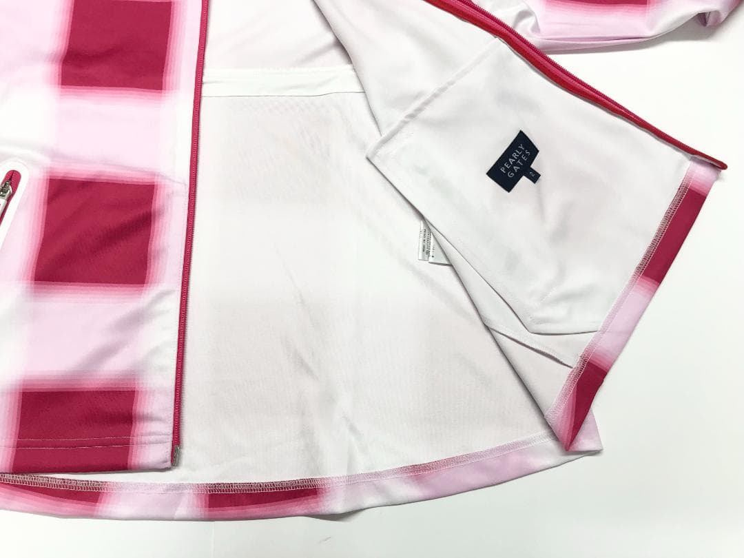 ○★新品未使用　パーリーゲイツ　チェック柄　ジップアップパーカー　2　ピンク系