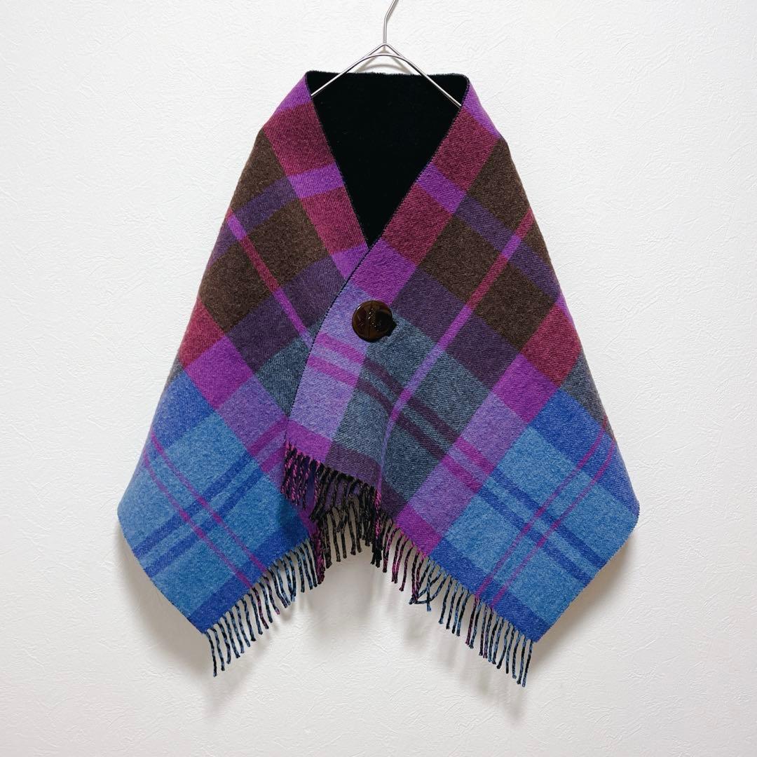 【ヴィヴィアンウエストウッド】リバーシブルボタン付ウールストール/良品/2WAY