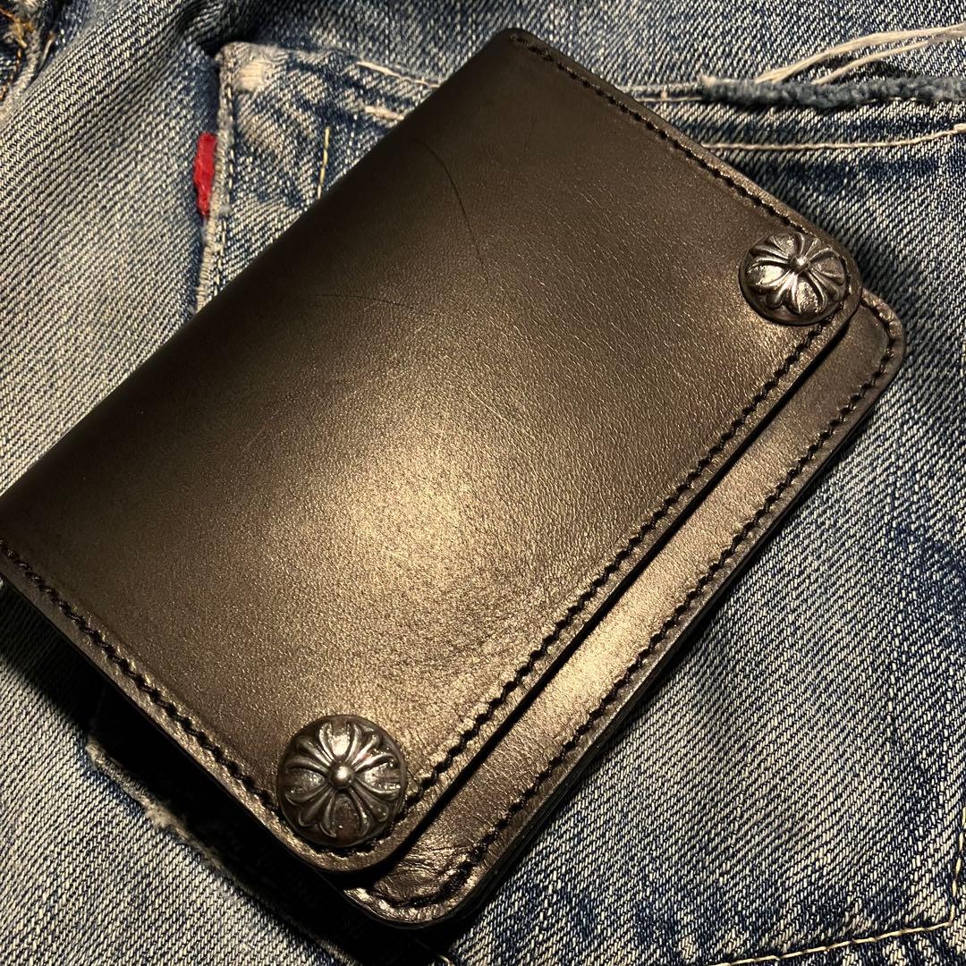 お札が折れない！ミドルトラッカーウォレット クロスボールコンチョ シルバー925