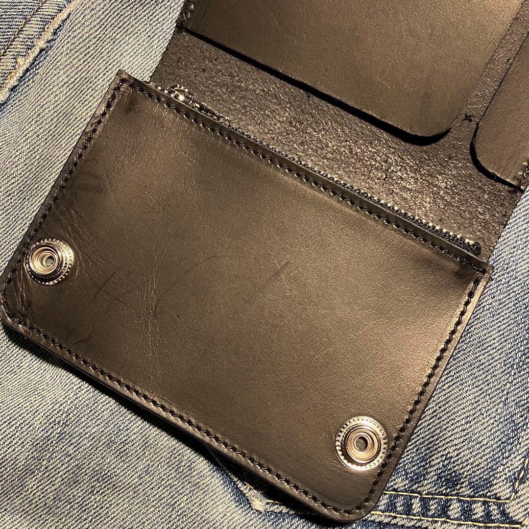 お札が折れない！ミドルトラッカーウォレット クロスボールコンチョ シルバー925