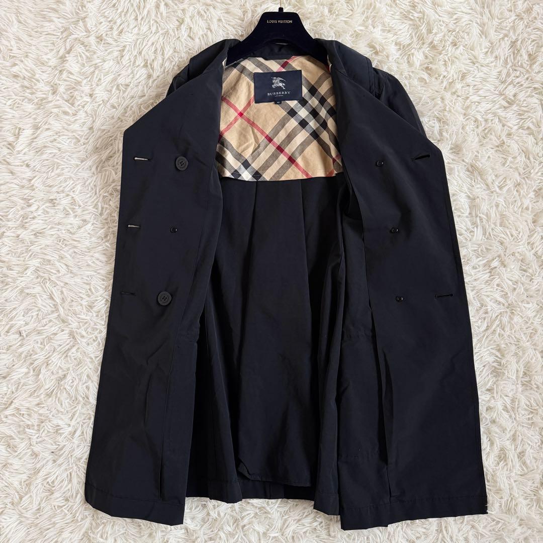 美品　大きいサイズ2XL バーバリーロンドン　トレンチコート　ノバチェック　黒