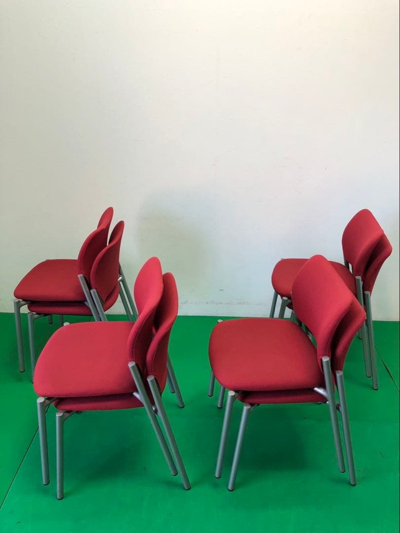 ☆引き取り限定販売☆okamura 椅子 8脚セット 赤