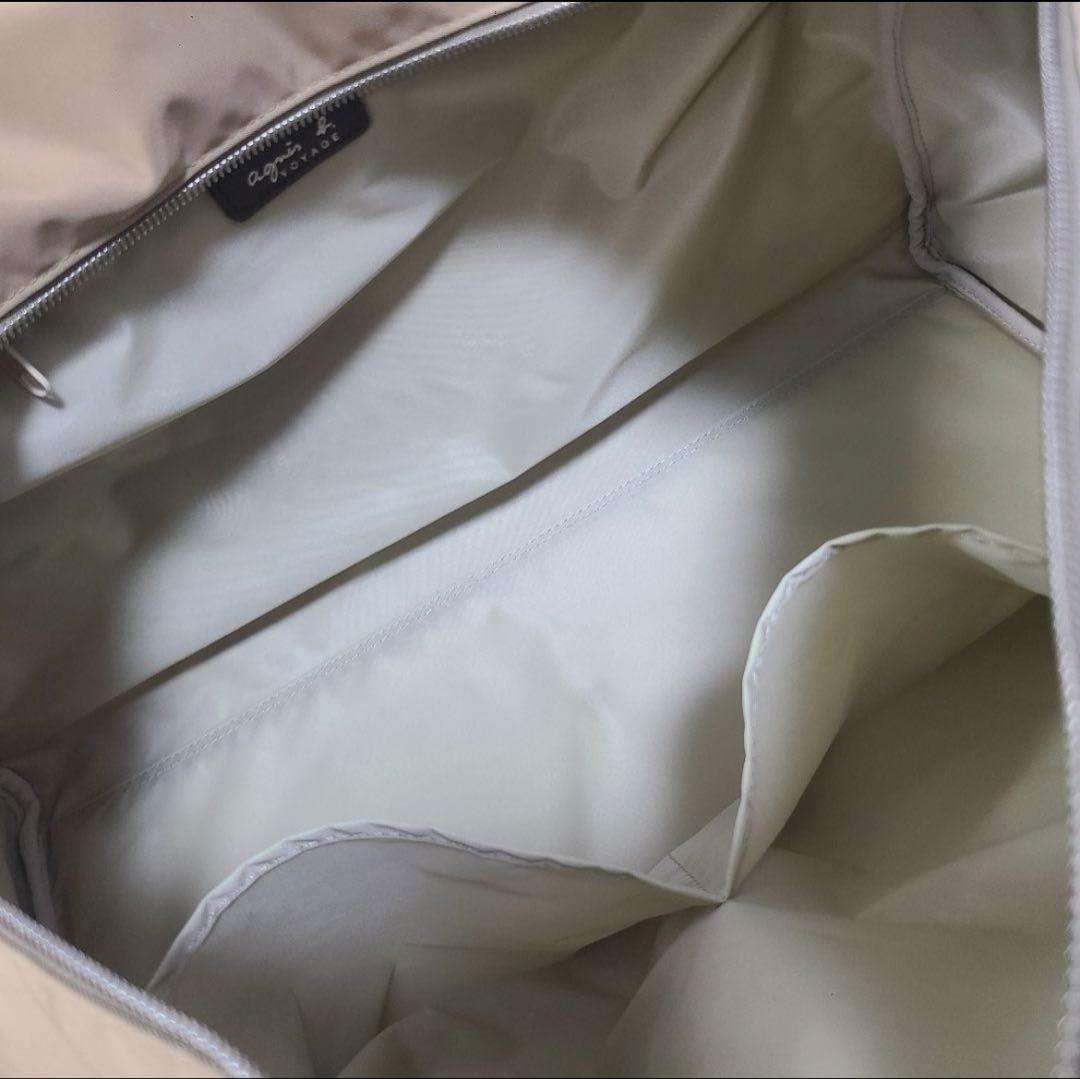 アニエスベー ボストンバッグ 2way ベージュ　ナイロン　レザー