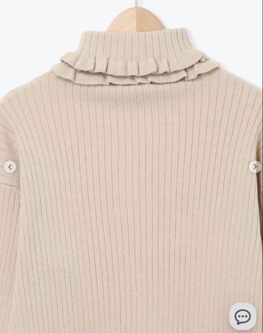 ＊はな＊様　2点おまとめ 袖口配色スカラップタートルニット　ベージュ　チャコール