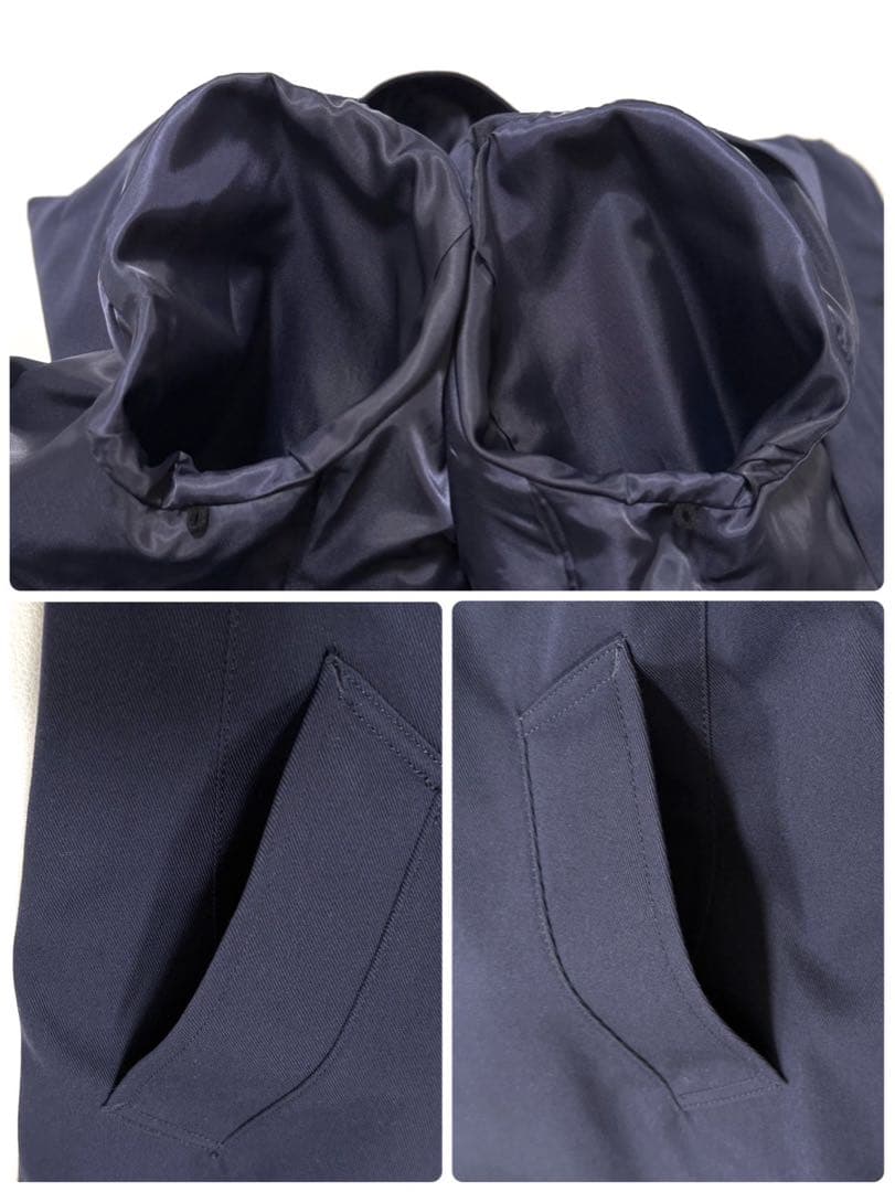 【未使用/タグ付き】 ビームスハート 撥水ギャバジン ステンカラーコート 紺色