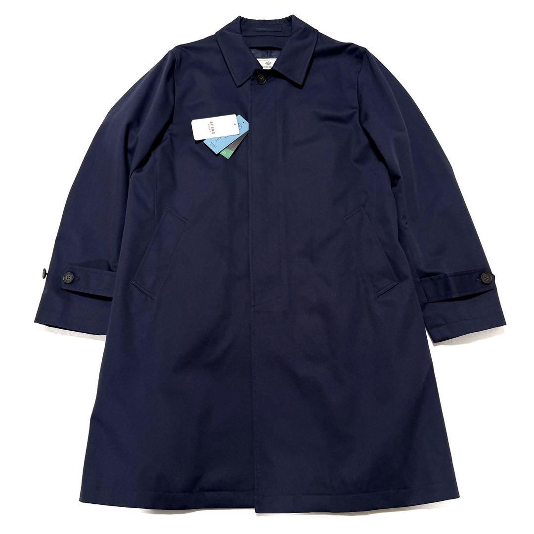 【未使用/タグ付き】 ビームスハート 撥水ギャバジン ステンカラーコート 紺色