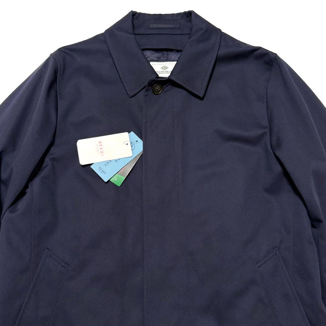 【未使用/タグ付き】 ビームスハート 撥水ギャバジン ステンカラーコート 紺色