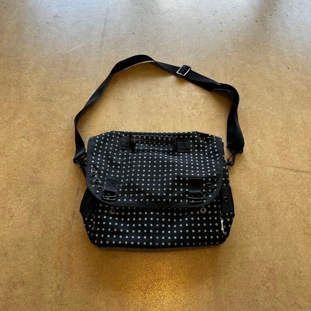 90s オールド　ステューシー　メッセンジャー　バッグ　Y2K チェック　柄　黒