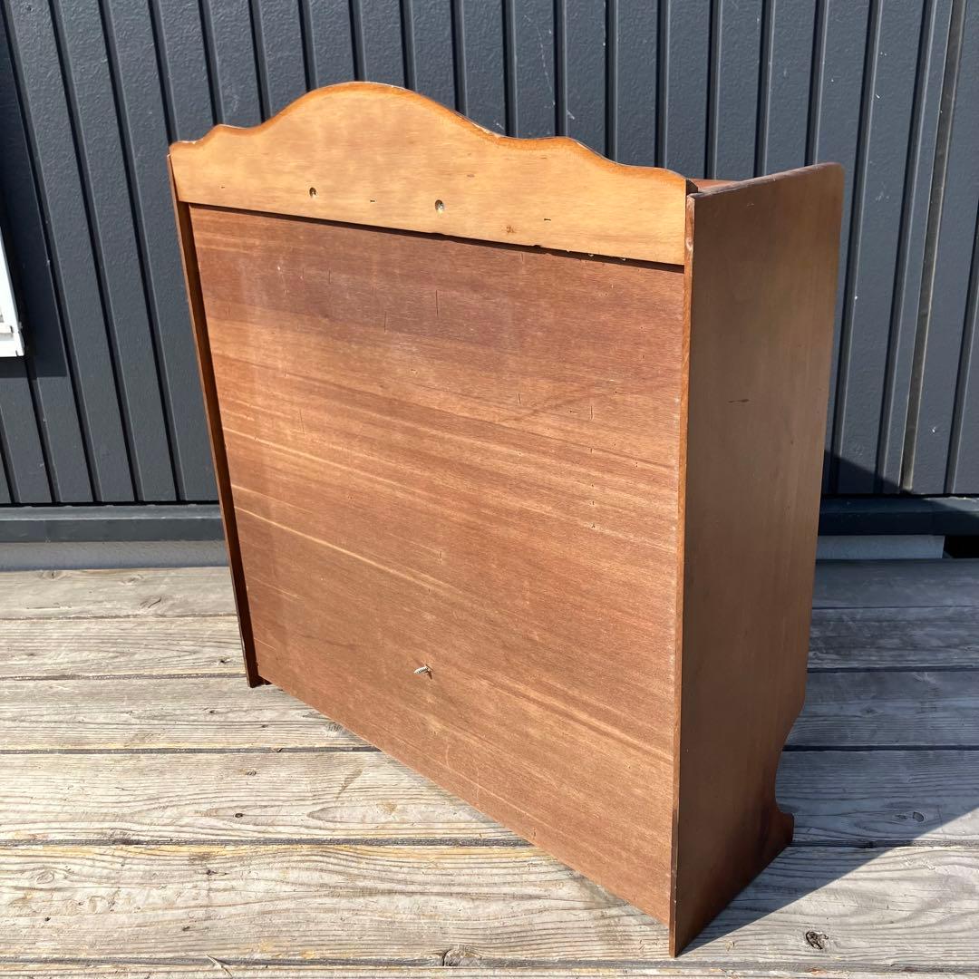 アンティーク 木製ガラス観音開き扉キャビネット 壁掛けラック コレクションケース